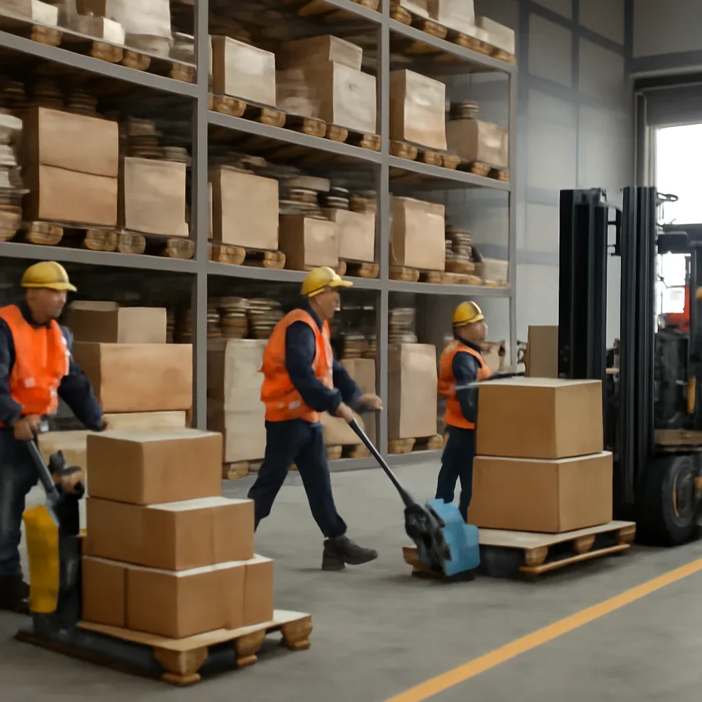 material handling workflows in a practical warehouse setting